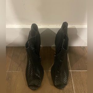 Aldo Collection Perforated Leather Peep Toe Booties